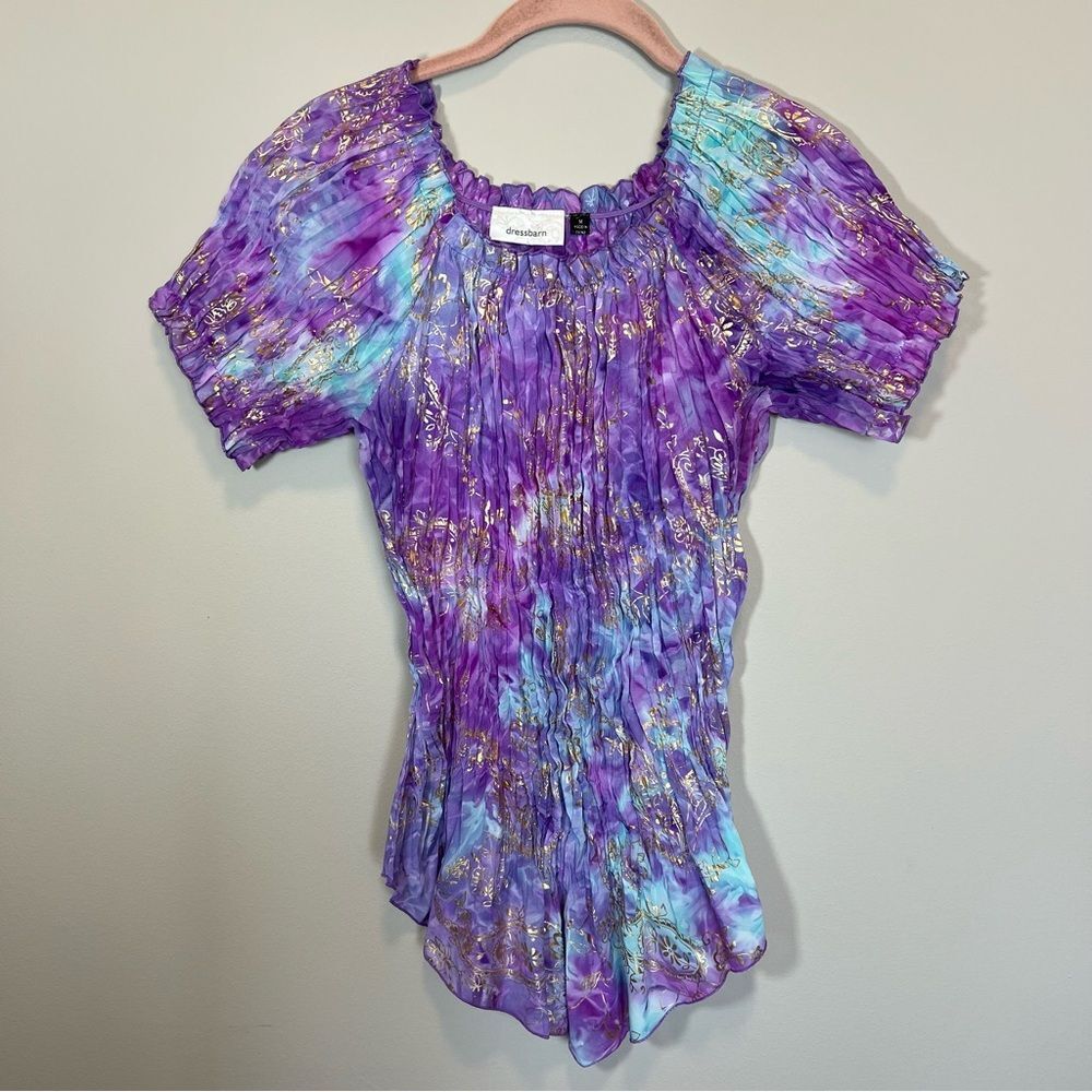 Y2K Fairy Purple Blue Dressbarn‎ Crinkle Top Medium